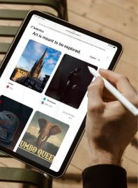 An iPad displaying the Explore page from the Autentica Marketplace website.